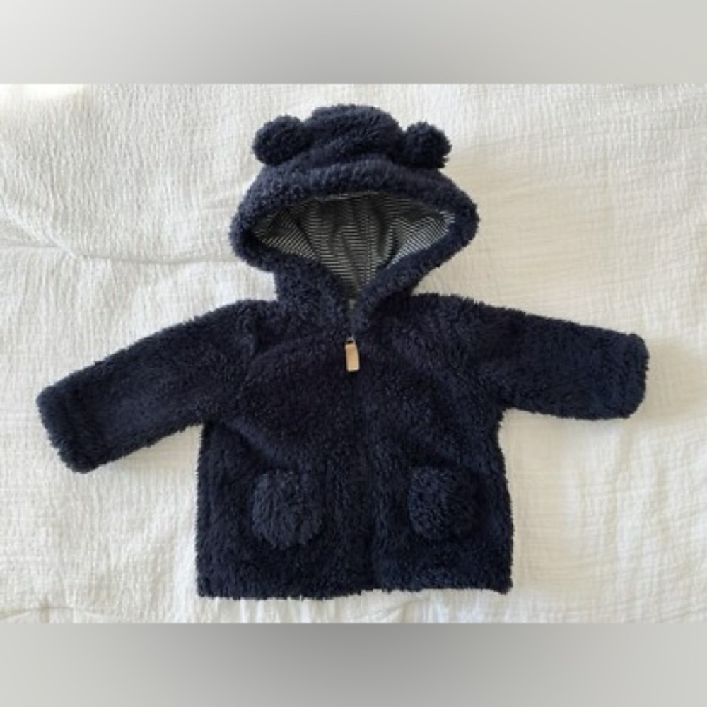 Carter's Fuzzy Gray Kids Puffer Jacket dark blue